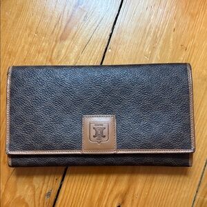 Celine vintage long Dark Brown Leather Wallet